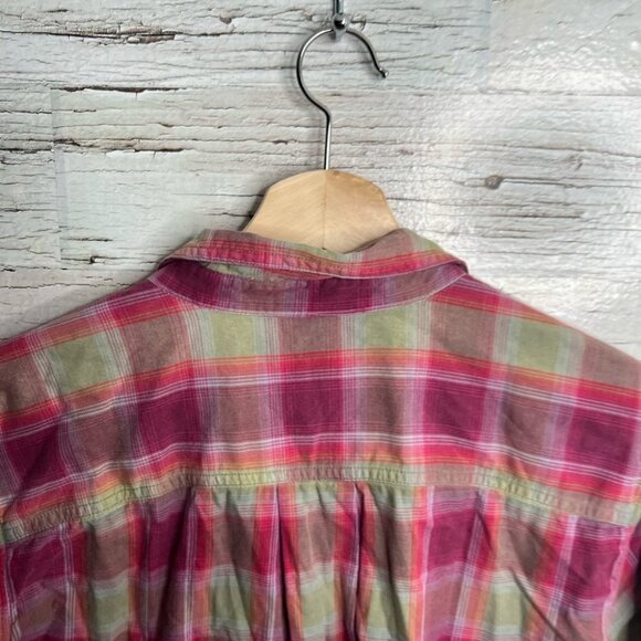 Eddie Bauer pink plaid top shirt button down  size large - Picture 6 of 9